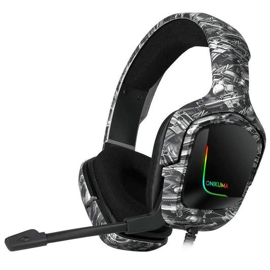Casques camouflage Onikuma, design militaire, audio puissant, idéal pour gaming et extérieur