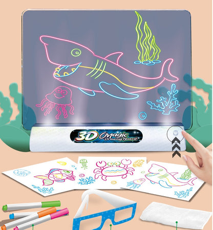 Planche à dessin magique 3D à LED – effets lumineux, puzzle éducatif pour enfants