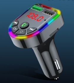 Lecteur MP3 Bluetooth pour voiture – chargeur double USB, allume-cigare et lumière d’ambiance colorée