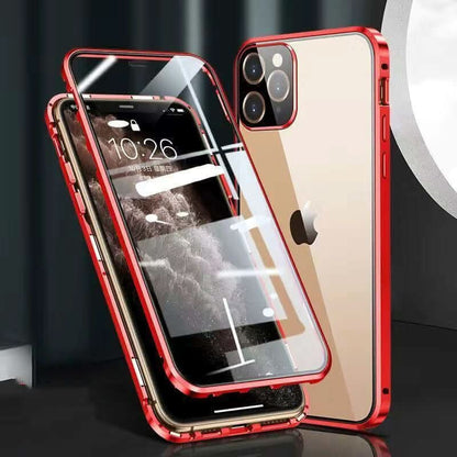 Compatible with Apple , Mobile Phone Shell Metal Frame Buckle Double-sided Glass