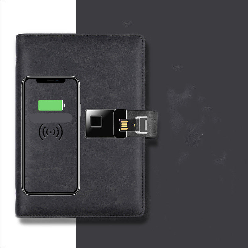 Carnet multifonction A5 – rechargeable avec verrouillage par empreinte digitale
