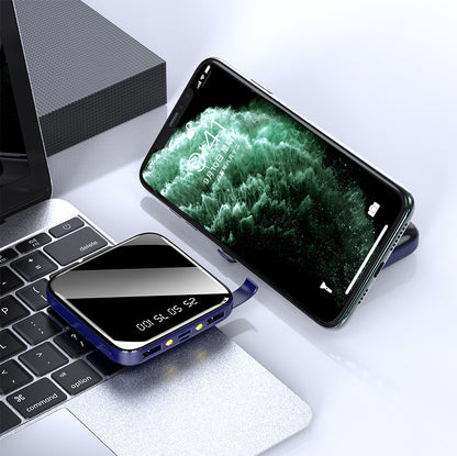 Mini batterie externe haute capacité 20 000 mAh – écran miroir LED, charge rapide, câble intégré
