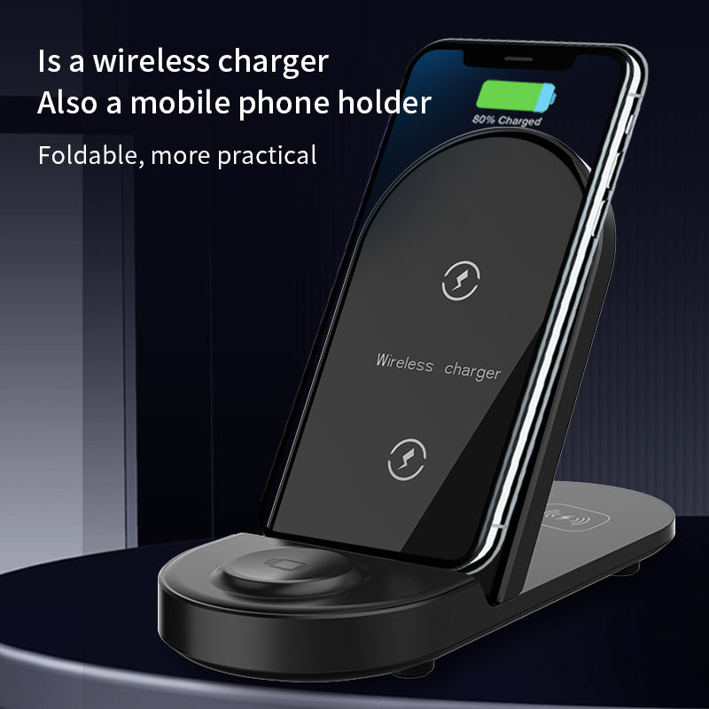 15W Fast Charge Wireless Charger Mobile Phone Watch Headset Three In One Vertical Foldable