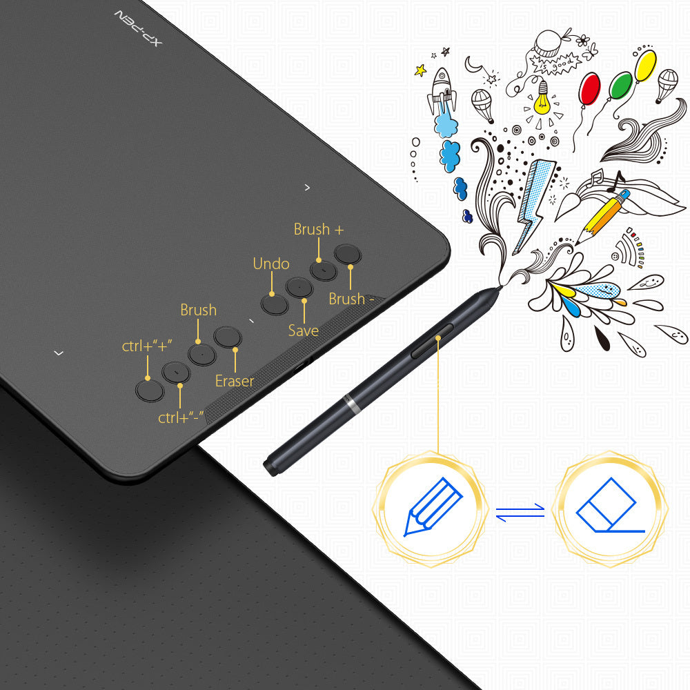 Tablette de dessin électronique XP-PEN – surface active 12 pouces, stylet sans pile, connectivité USB