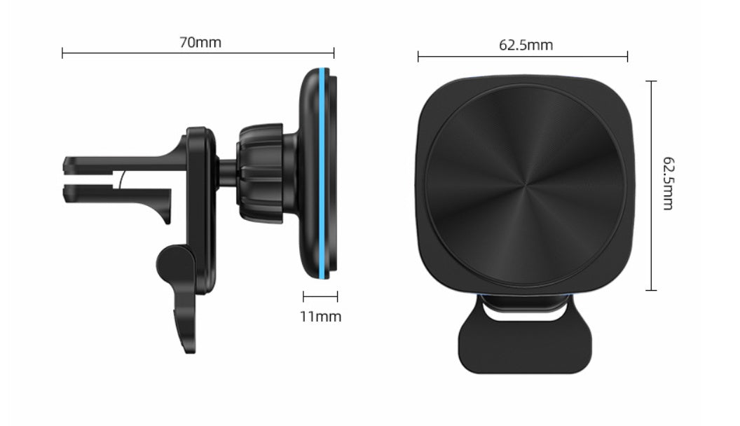 Chargeur sans fil magnétique voiture – éclairage RGB, fixation universelle, 15W rapide