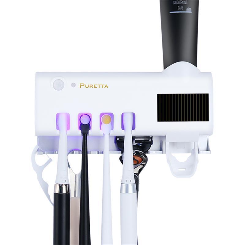 Support mural multifonction pour brosses à dents – stérilisation UV, séchage, distributeur automatique