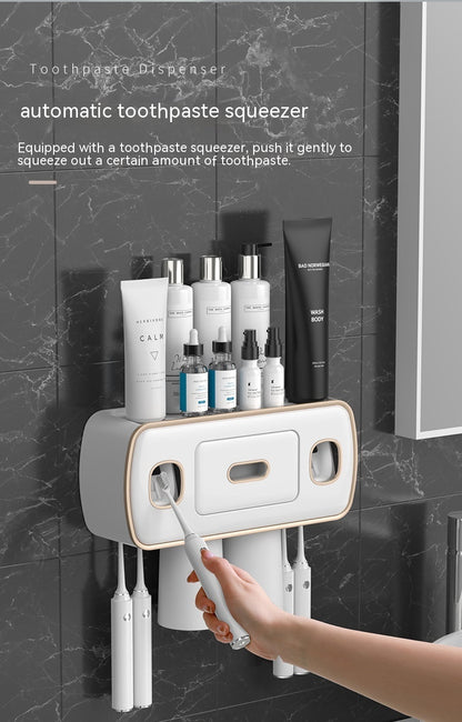 Wall-mounted Punch-free Multi-functional Toothbrush Rack