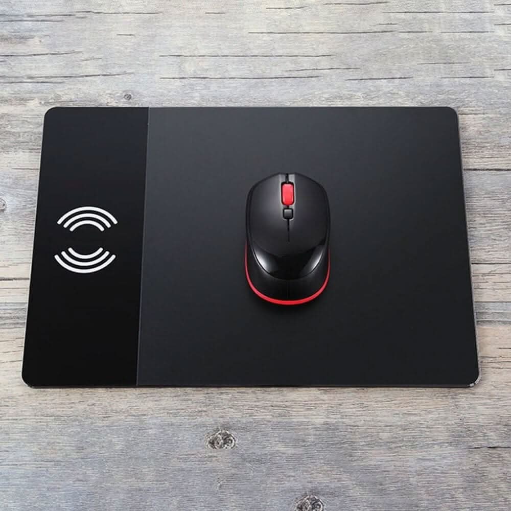 Tapis de souris en aluminium avec chargeur sans fil