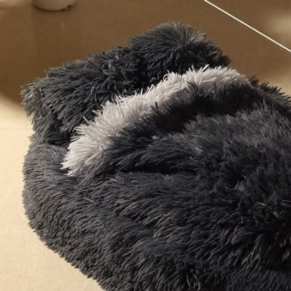 Lit ovale en laine longue – avec ou sans couverture, nid chaud hiver pour chats et chiens