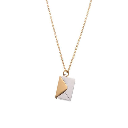 Collier enveloppe lettre d’amour – pendentif ouvrable, chaîne de clavicule minimaliste