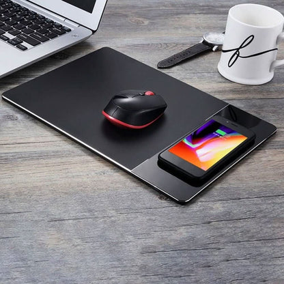 Tapis de souris en aluminium avec chargeur sans fil
