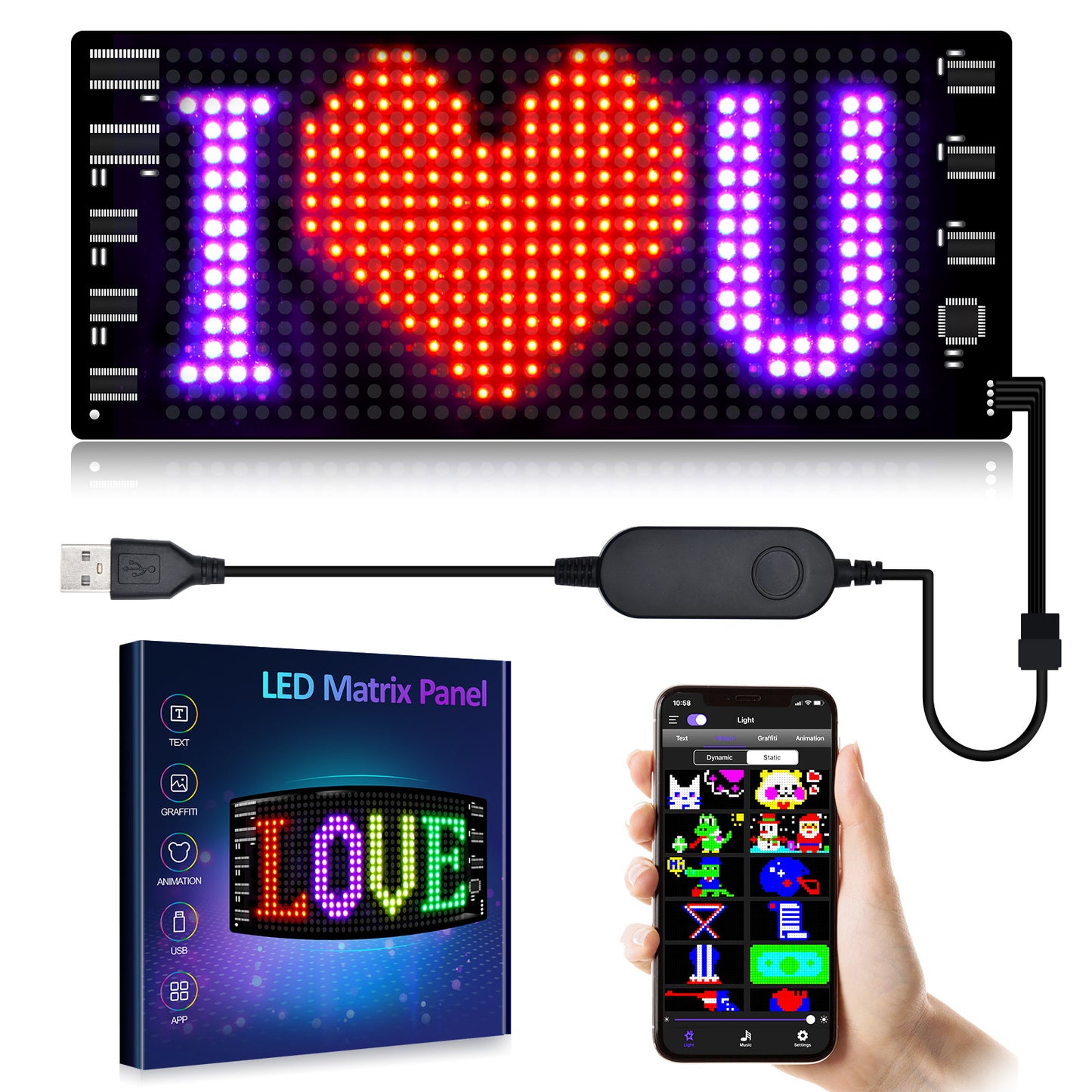 Écran LED programmable pour voiture – affichage publicitaire couleur, ultra-fin, texte et animations personnalisables