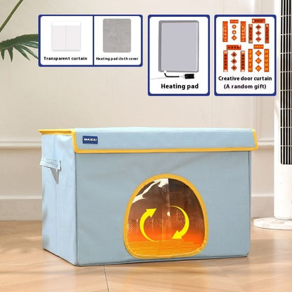 Lid chauffant pour chat hiver – lit pour animaux chaud, amovible et lavable