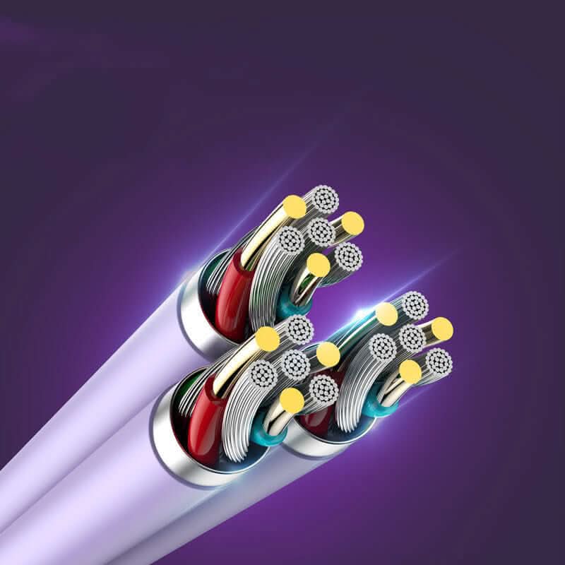 Câble de données 3-en-1 à ressort – USB multi-connecteurs, design créatif