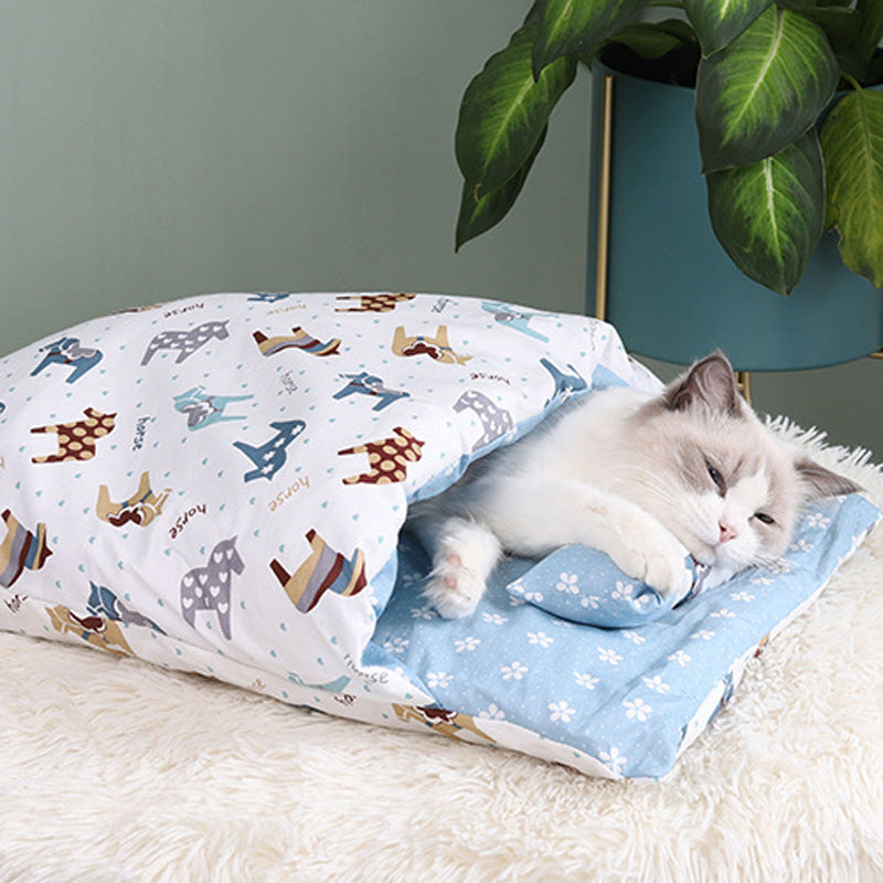 Maison de toilette hivernale pour chat – fermée, chaude, démontable et lavable, coussin intégré
