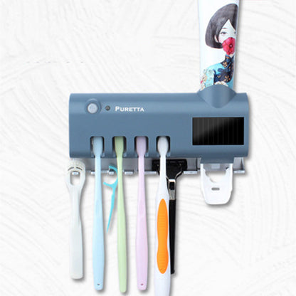 Support mural multifonction pour brosses à dents – stérilisation UV, séchage, distributeur automatique