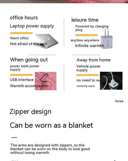 USB Shawl Warm Body Electric Heating Blanket 5v Low Voltage