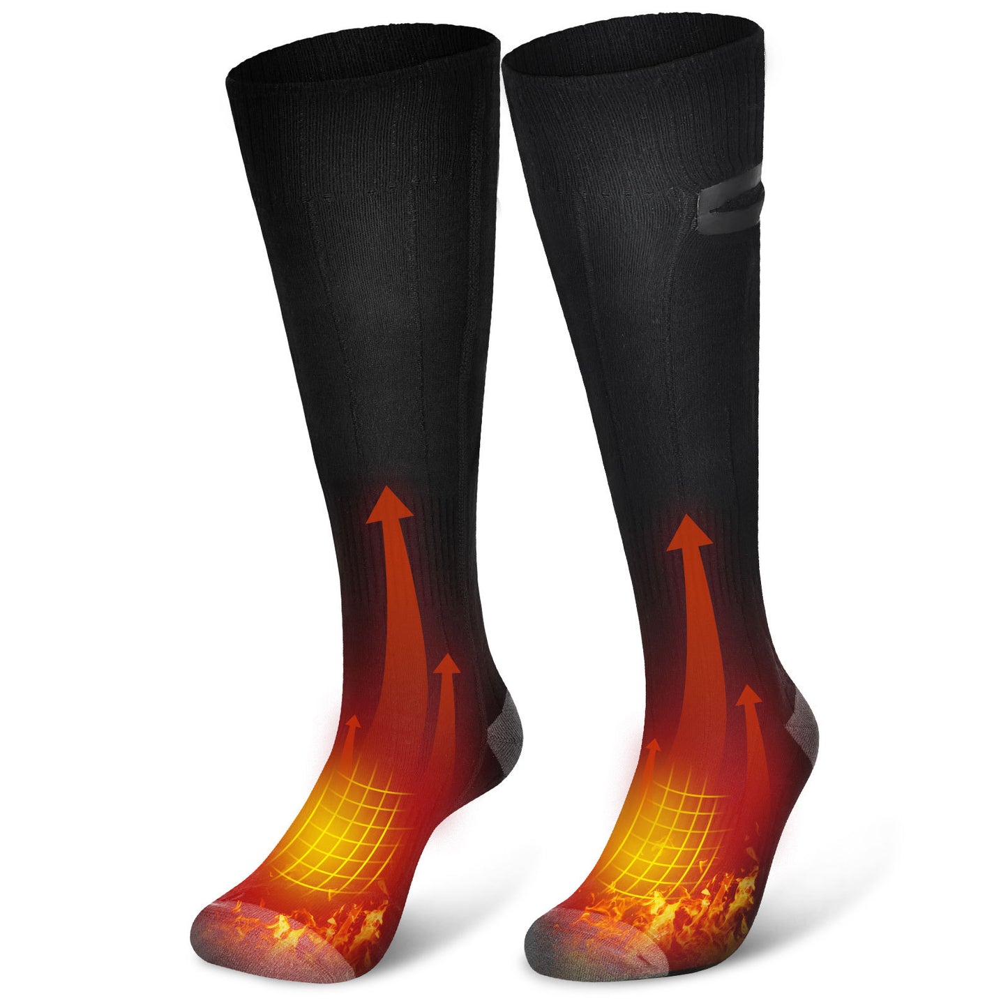 Adjustable temperature long electric heating socks