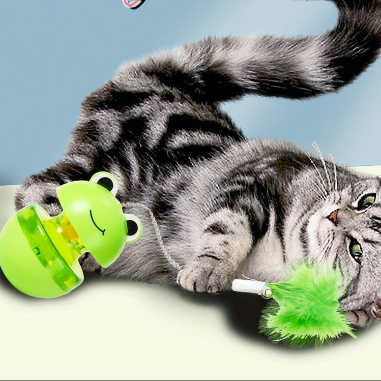 Jouet interactif pour chat – Grenouille culbuto avec balle distributrice de nourriture