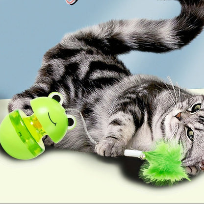 Jouet interactif pour chat – Grenouille culbuto avec balle distributrice de nourriture