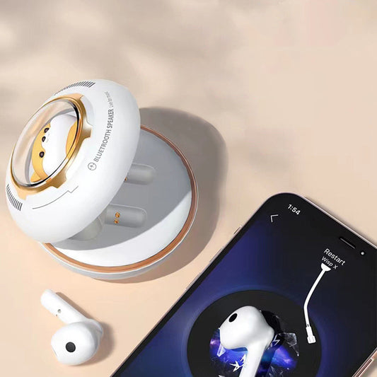 Casque Bluetooth sans fil – design capsule spatiale cartoon, écran digital, autonomie longue durée