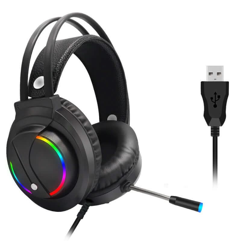Casque Gaming Tuner K1 7.1 RGB avec éclairage personnalisable et microphone, connexion USB