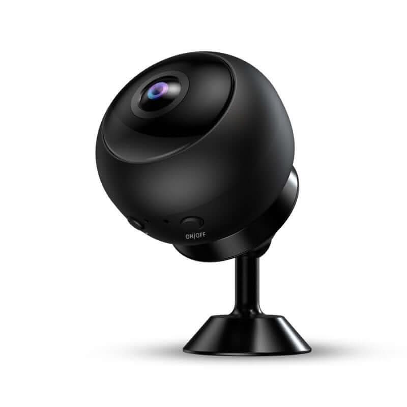 Caméra de surveillance Wi-Fi 1080p compacte et élégante, idéale pour la sécurité domestique.