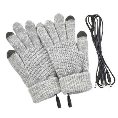 Gants chauffants USB – tricot épaissi thermique, confort hivernal