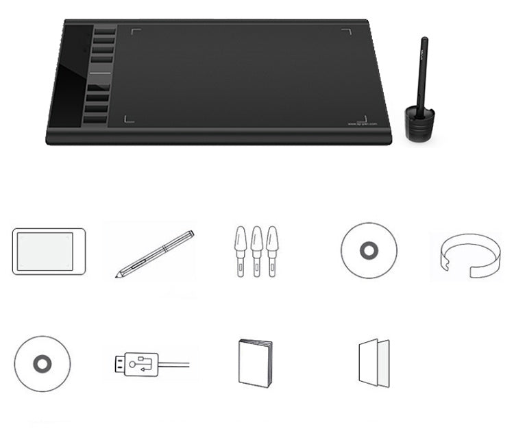 Tablette d’écriture numérique – enseignement en ligne, stylet passif, surface sensible, compatible Windows/Mac/Android