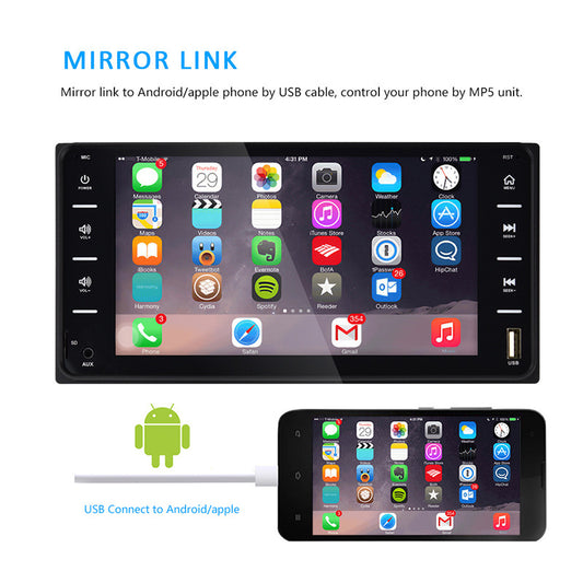 Lecteur MP5 pour voiture – double emplacement, écran tactile capacitif, entrée AUX