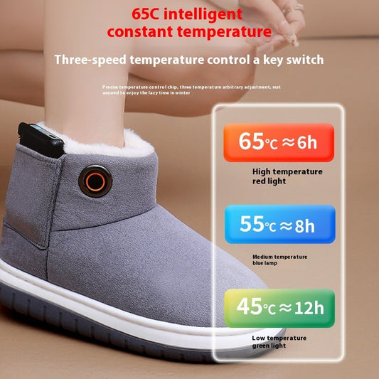 Chaussons chauffants électriques en coton – recharge USB, chaleur douce, usage maison et bureau, design hiver