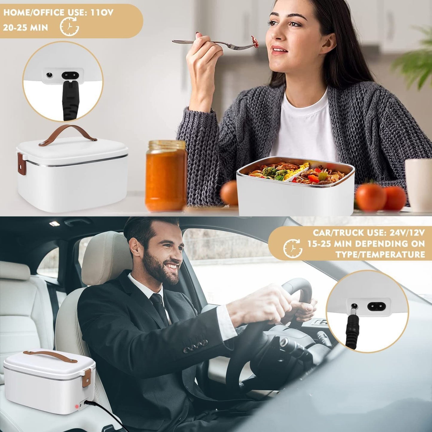 Boîte à Lunch Chauffante en Acier Inoxydable