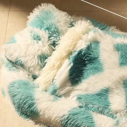 Lit ovale en laine longue – avec ou sans couverture, nid chaud hiver pour chats et chiens