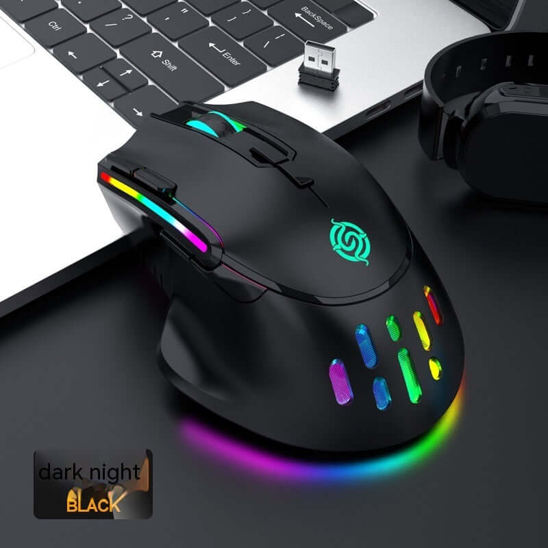 Souris de jeu sans fil rechargeable E-sports RVB colorée