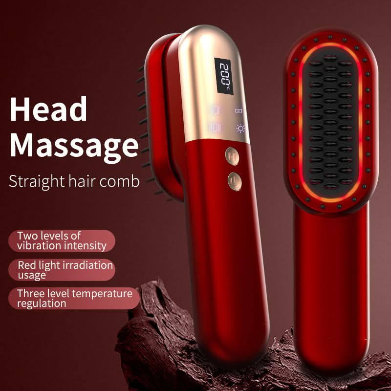 Mini peigne lissant rechargeable – ions négatifs, massage doux, 3 vitesses