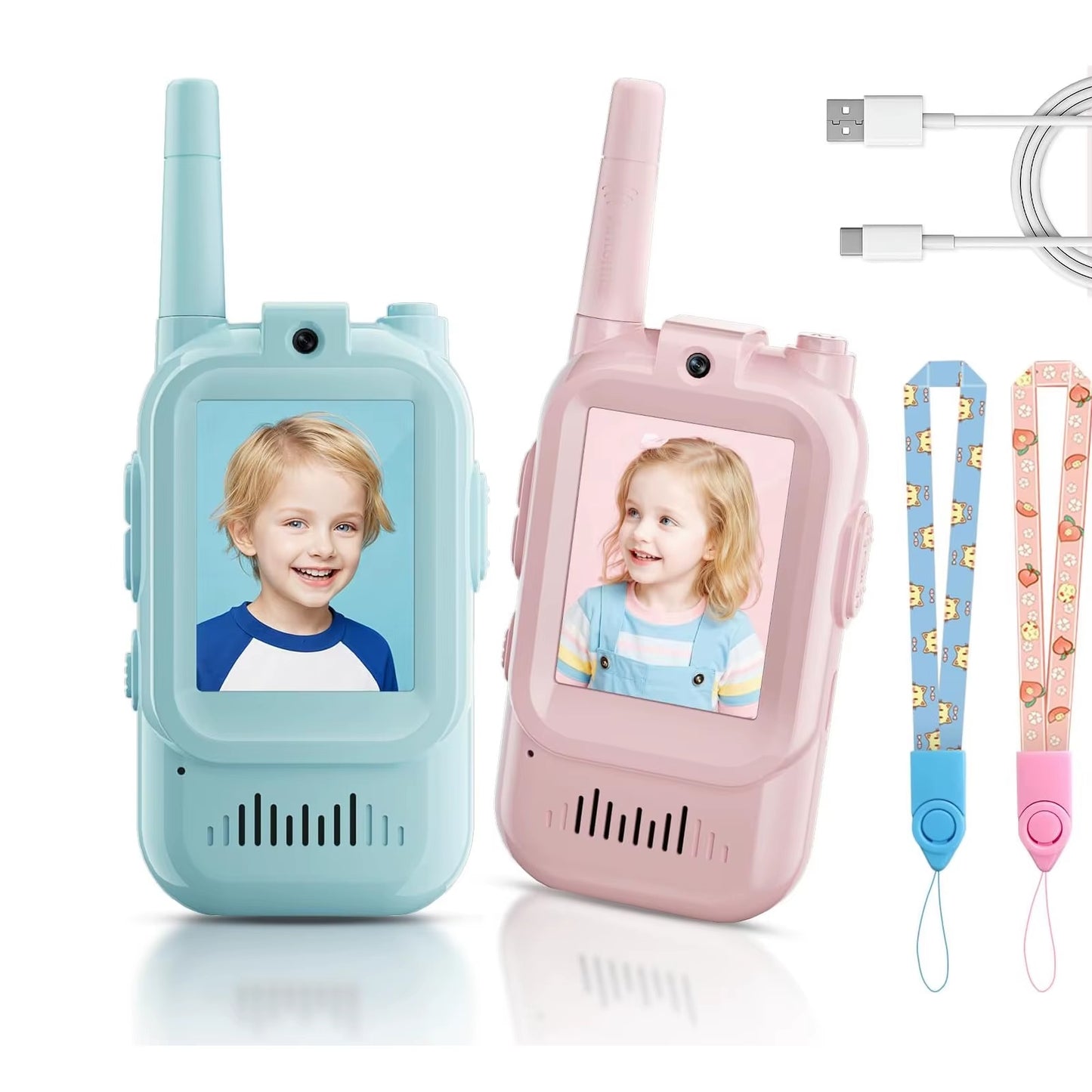 Mini Talkies‑Walkies Vidéo Sans Fil – Pack de 2 Intercom Rechargeables pour Enfants