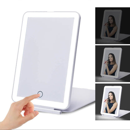 Miroir de maquillage pliable – LED tactile légère