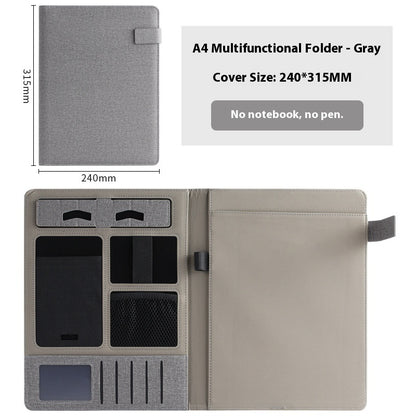 Chemise multifonction en cuir A4 Fashion – porte-documents professionnel avec accessoires, stylo et bloc-notes