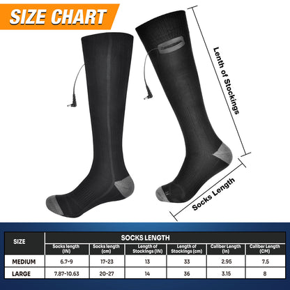 Adjustable temperature long electric heating socks