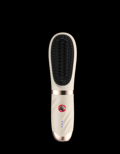 Mini peigne lissant rechargeable – ions négatifs, massage doux, 3 vitesses