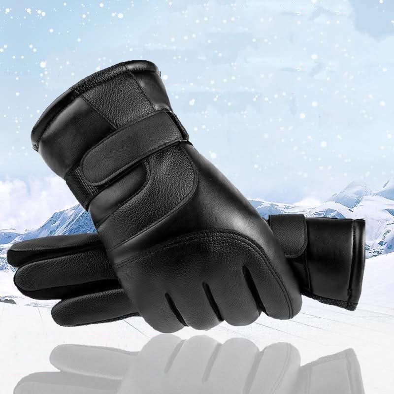 Gants d’hiver en cuir – unisexes, velours épaissi, écran tactile, antidérapants