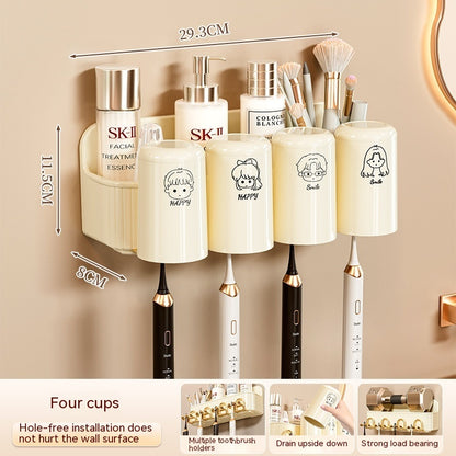 Bathroom Rack Punch-free Wall-mounted Toothbrush Cup Rack