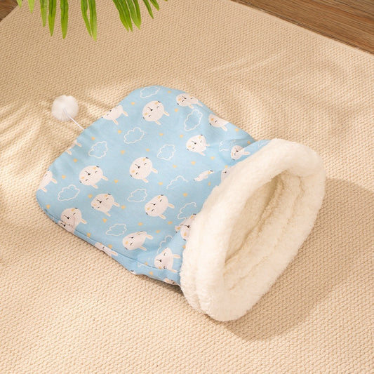 Nid sac de couchage pour chat – couverture chaude, forme enveloppante, tissu doux, usage intérieur