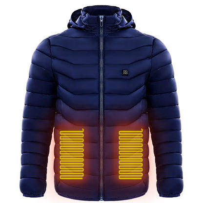 Manteau chauffant électrique homme – doudoune isolée avec capuche coupe-vent