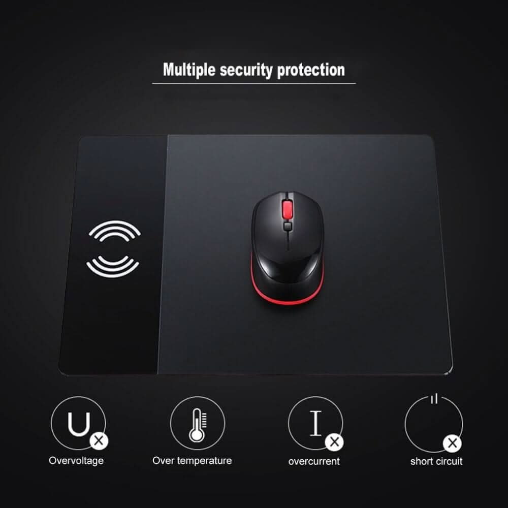 Tapis de souris en aluminium avec chargeur sans fil