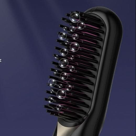 Brosse lissante sans fil – rechargeable, anti-frisottis, peigne chauffant 3 vitesses