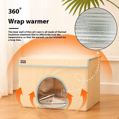 Lid chauffant pour chat hiver – lit pour animaux chaud, amovible et lavable