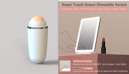 Miroir de maquillage pliable – LED tactile légère