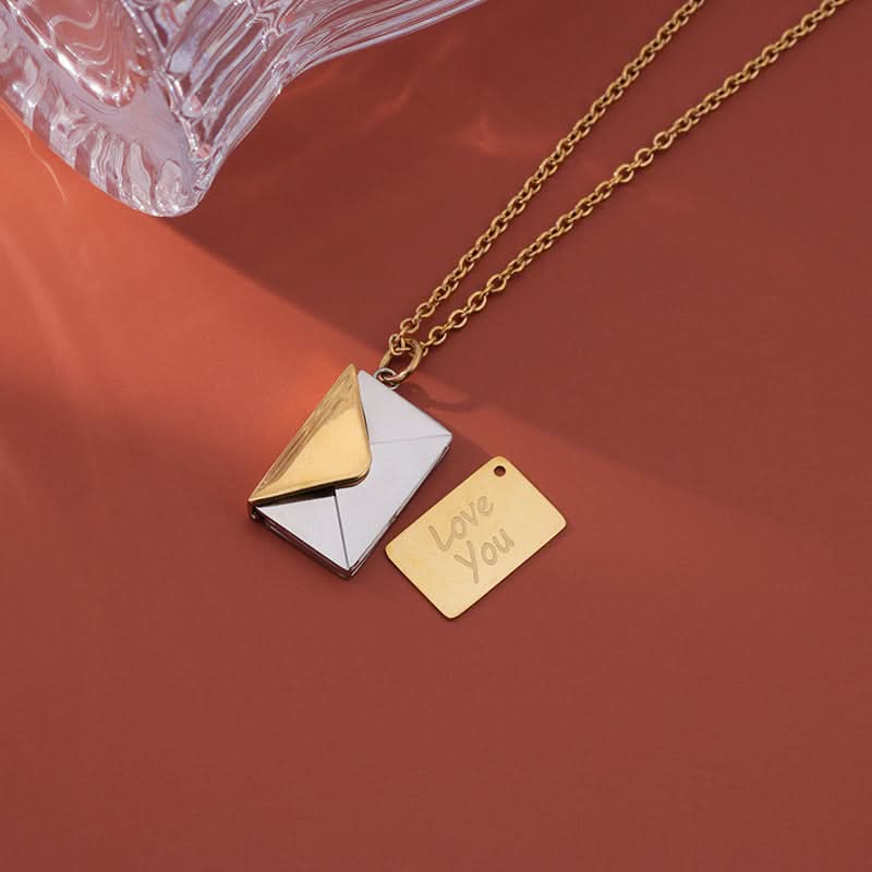 Collier enveloppe lettre d’amour – pendentif ouvrable, chaîne de clavicule minimaliste