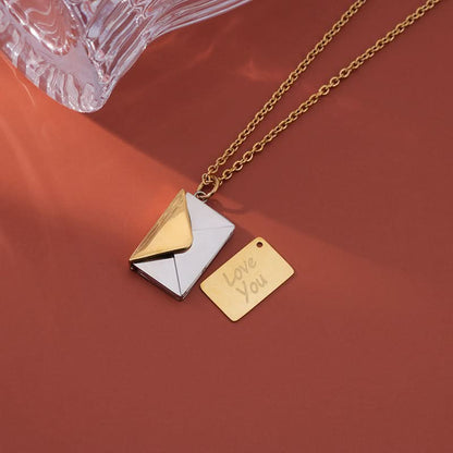 Collier enveloppe lettre d’amour – pendentif ouvrable, chaîne de clavicule minimaliste